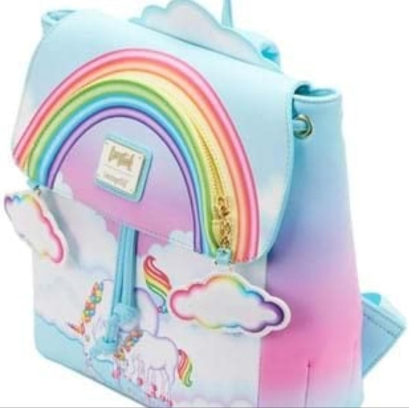 NWT Loungefly Lisa Frank Unicorn Reflection mini backpack Markie Mini - Picture 5 of 9